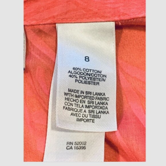 Liz Claiborne Villager Button Front Shirt Novelty Palm Tree Print Sz 8 Pink 26B - Picture 8 of 10